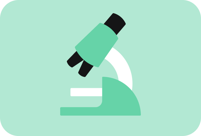 Learnlab-Gesundheitssymbol mit einem Mikroskop, das wissenschaftsbasiertes Lernen, forschungsorientierte Bildung und innovative digitale Werkzeuge für die medizinische Ausbildung und Analyse symbolisiert.