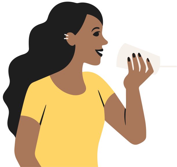 Woman talking to megaphone 