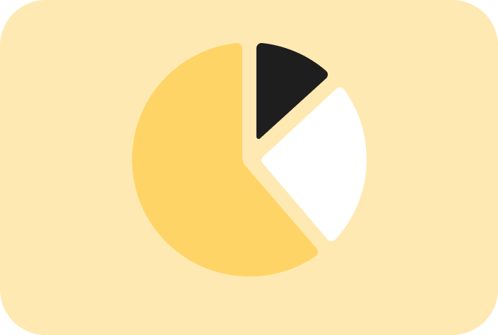 Learnlab næringslivsikon som viser et delt kakediagram, som representerer datadrevet læring, analyseverktøy og samarbeidende planlegging i utdanning og bedriftsopplæring.
